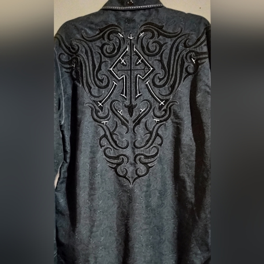 Roar Signature Button Down Shirt Mens XL Black - Picture 15 of 16